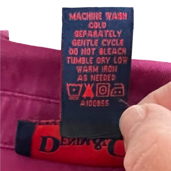 Denim&Co Plum Button Down Denim Trench Coat Knee-Length Design - Size M - Picture 8 of 8